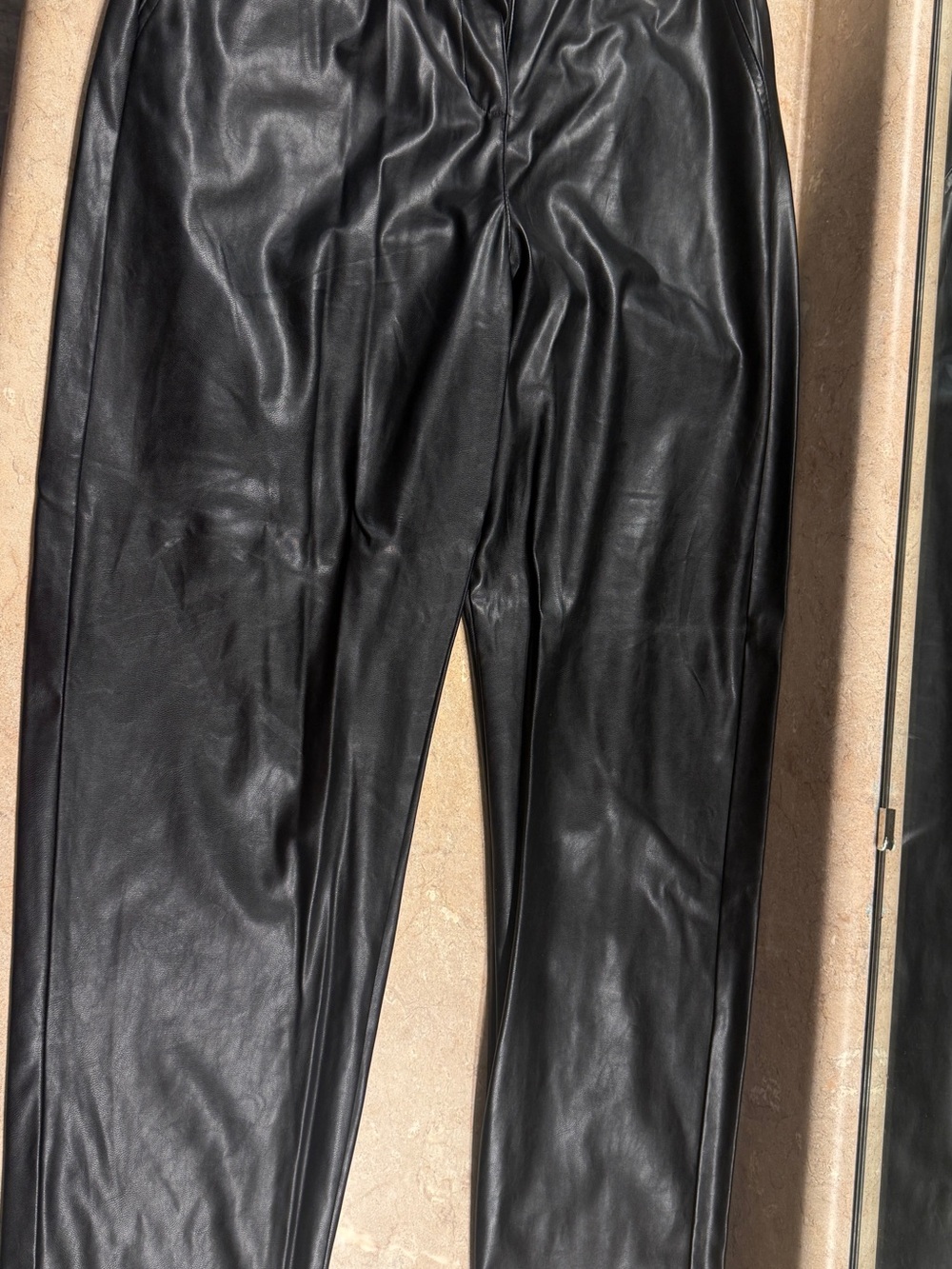 stradivarius Black Faux Leather Pants - Sleek Tailored Look